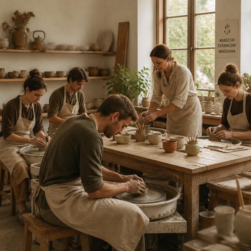 Ceramiczne kubki w tonacji różu i terakoty